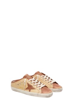 Super Star Sabot Raffia Upper Leather Toe Tongue And Star
